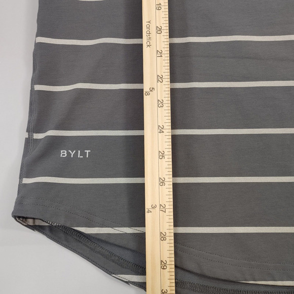 BYLT Shirt Mens Medium Gray Striped Drop Cut Lux Tee - Picture 8 of 11